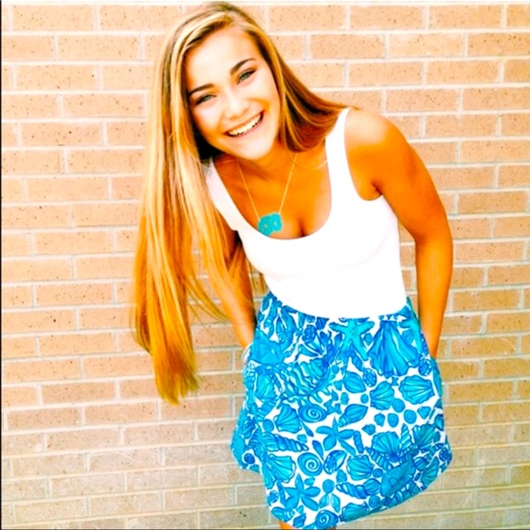 🐚Rare!!!! NWOT Lilly Pulitzer Blue Seashell Print Skirt Holy Grail 🐚 - Picture 7 of 7